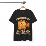 Powered by Snacks & Self-Respect” Unisex Tee – Fuel Your Day with Sass & Snacks