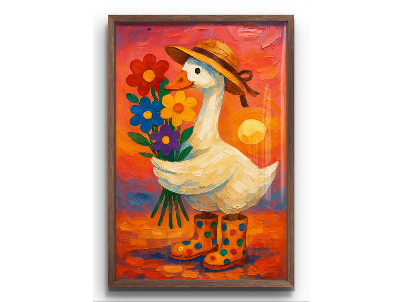Whimsical Goose Digital  Wall Art – Colorful Farm Animal Printable for Nursery or Kids Room