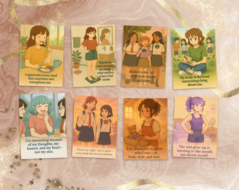 20 Positive Body Image Affirmations for Teen Girls | Printable Self-Esteem Cards | Body Confidence, Teen Mental Health | Set 4 of 6