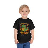 Powered by Snacks and No Naps Toddler Tee, Cute Kid's T-Shirt, Dino Shirt