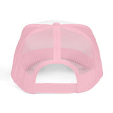 Back view of a pink Foam Trucker Hat showcasing a mesh design and adjustable snap closure.