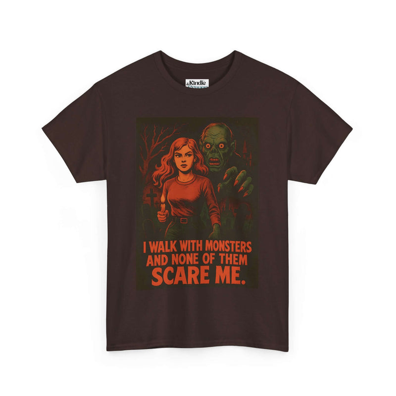 Horror Theme Unisex Tee - I Walk With Monsters, Scary Movie T-Shirt