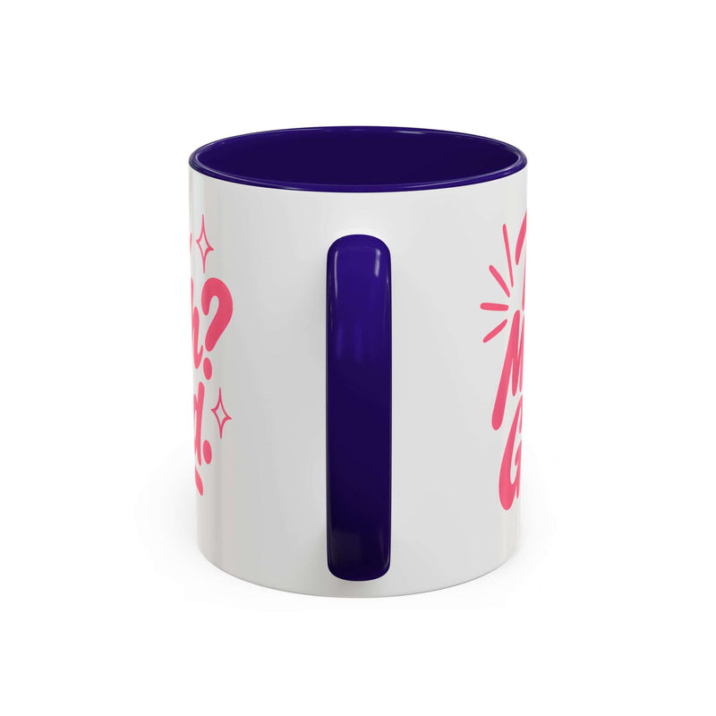 Colorful affirmation coffee mug with purple handle and interior, perfect for adding joy to your mornings.