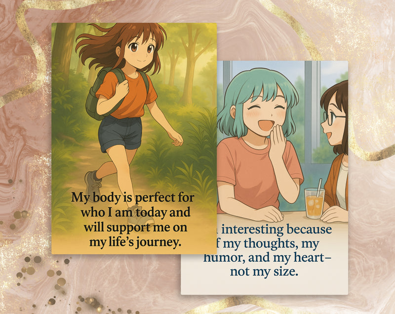 20 Positive Body Image Affirmations for Teen Girls | Printable Self-Esteem Cards | Body Confidence, Teen Mental Health | Set 4 of 6