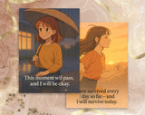 Anime Style Affirmation Cards for Teen Girls Mental Health Support | Set 3 of 6 | Printable A6 PDF PNG Files for Anxiety & Self Worth