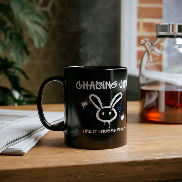 Chasing Joy Black Coffee Mug - Funny Coffee Cup