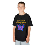 Kids Butterfly Tee: Soft Heart, Strong Spirit, Motivational Shirt
