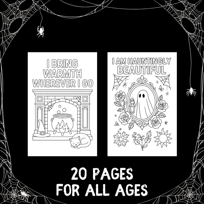Halloween Self-Love Coloring Collection: 20 Spooky Affirmation Pages