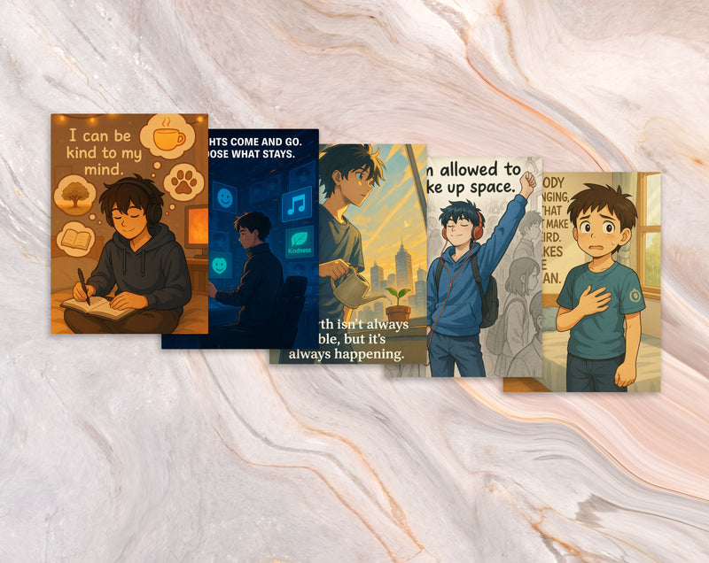 80 Anime Affirmation Cards for Teen Boys | Mental Health, Confidence, Body Image, Puberty, Bullying, Relationships & Academic Stress Set