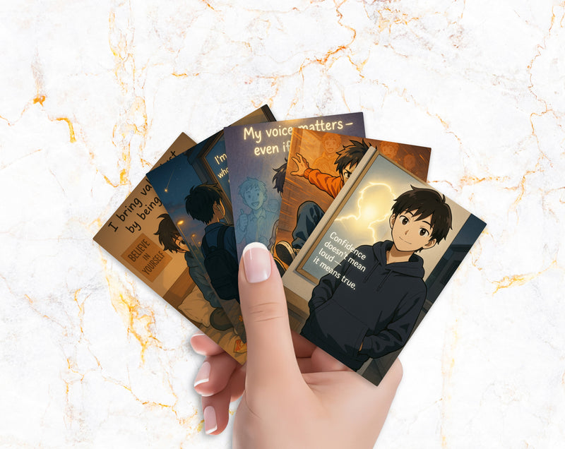 Anime Affirmation Cards for Teen Boys – Confidence & Self-Esteem