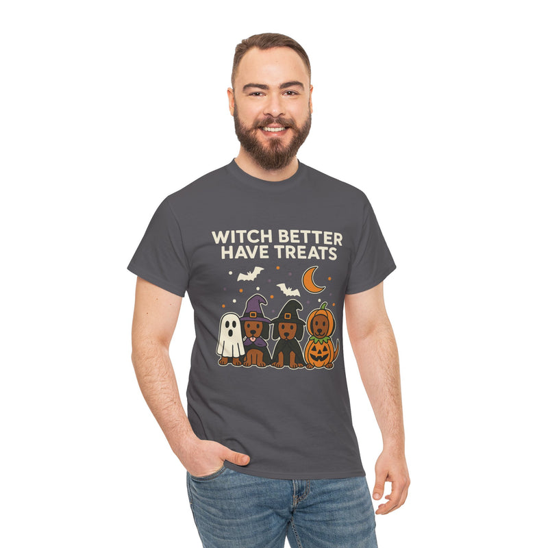 Witch Better Have Treats Halloween Dog Mom T-Shirt – Funny Dachshund & Pumpkin Pup Tee