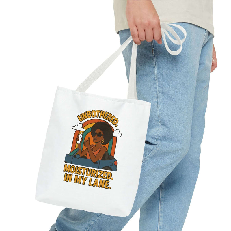 Chic Motivational Tote Bag - Unbothered, Moisturized, In My Lane