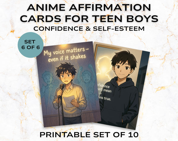 Anime Affirmation Cards for Teen Boys – Confidence & Self-Esteem