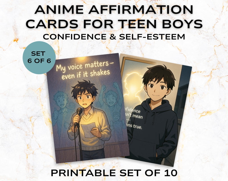 Anime Affirmation Cards for Teen Boys – Confidence & Self-Esteem