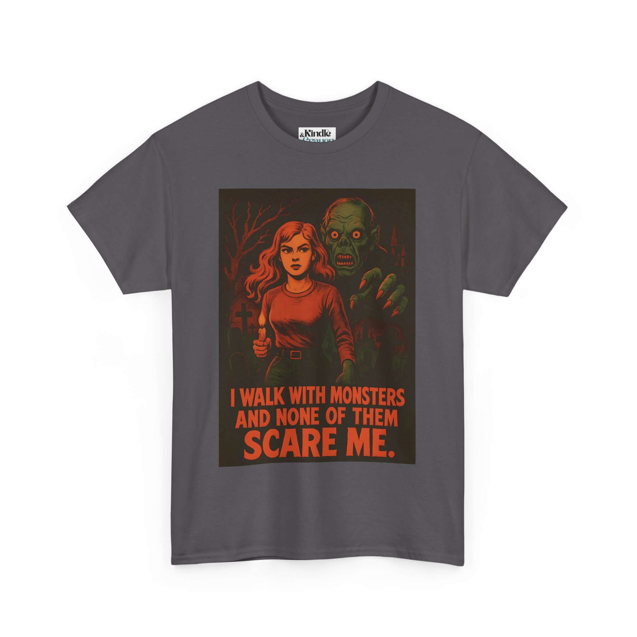 Horror Theme Unisex Tee - I Walk With Monsters, Scary Movie T-Shirt