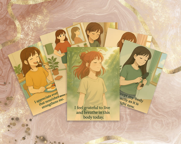 20 Positive Body Image Affirmations for Teen Girls | Printable Self-Esteem Cards | Body Confidence, Teen Mental Health | Set 4 of 6