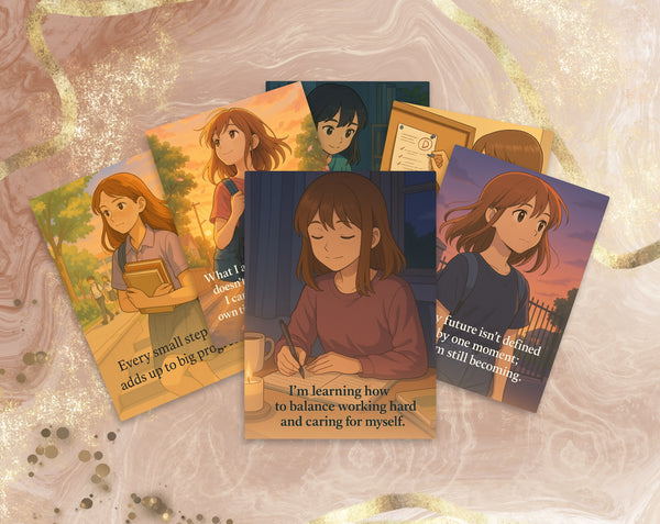 15 Academic Success Affirmation Cards for Teen Girls| Study Motivation, Self-Worth & Confidence Quotes | Set 6 of 6