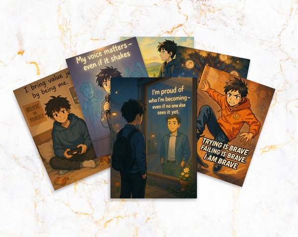 Anime Affirmation Cards for Teen Boys – Confidence & Self-Esteem