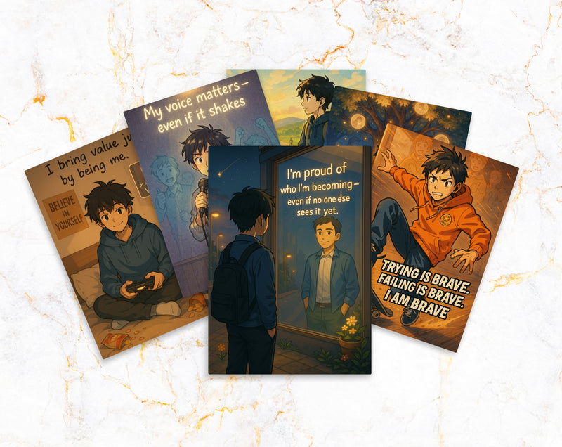 Anime Affirmation Cards for Teen Boys – Confidence & Self-Esteem