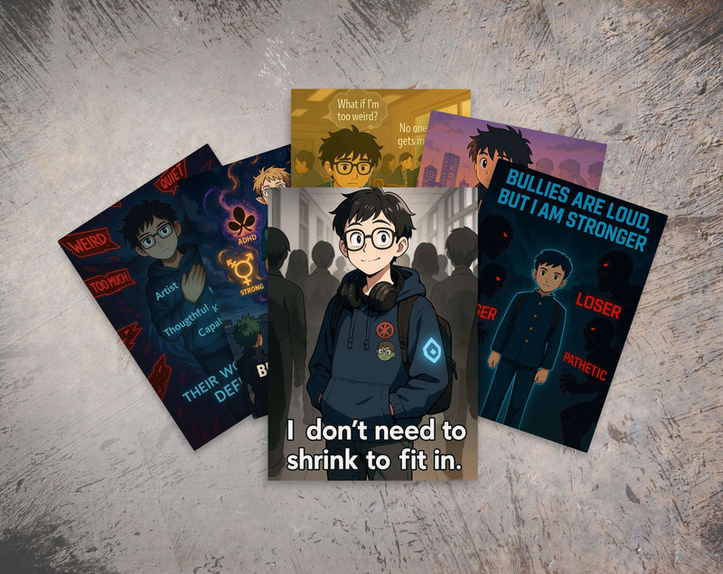 Anime Affirmation Cards for Teen Boys – Bullying & Belonging