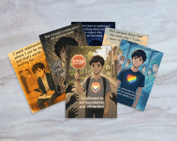 Anime Affirmation Cards for Teen Boys – Relationships & Identity - Printable Mental Health & Self-Esteem Support