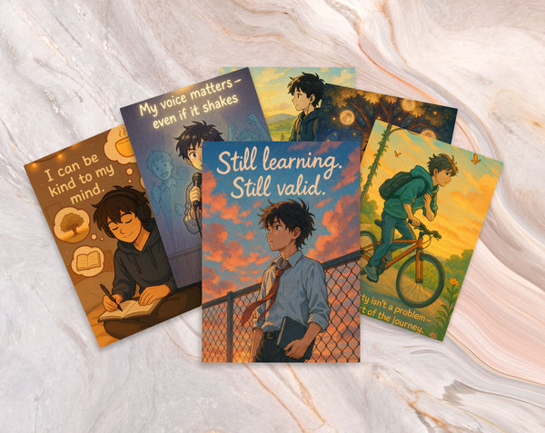 80 Anime Affirmation Cards for Teen Boys | Mental Health, Confidence, Body Image, Puberty, Bullying, Relationships & Academic Stress Set