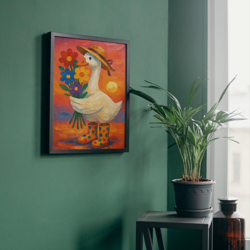 Whimsical Goose Digital  Wall Art – Colorful Farm Animal Printable for Nursery or Kids Room