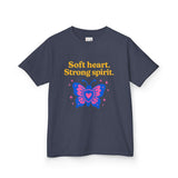 Kids Butterfly Tee: Soft Heart, Strong Spirit, Motivational Shirt
