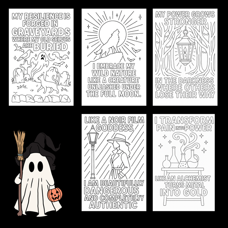 Good Vibes Only: 20 Retro Self-Love Affirmation Coloring Pages - Groovy Digital Download