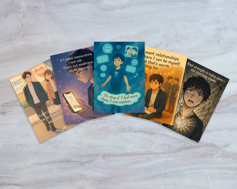 Anime Affirmation Cards for Teen Boys – Relationships & Identity - Printable Mental Health & Self-Esteem Support