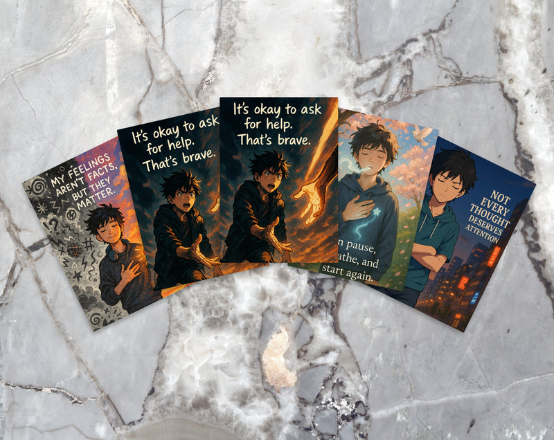 Anime Affirmation Cards for Teen Boys – Printable Mental Health & Confidence Booster
