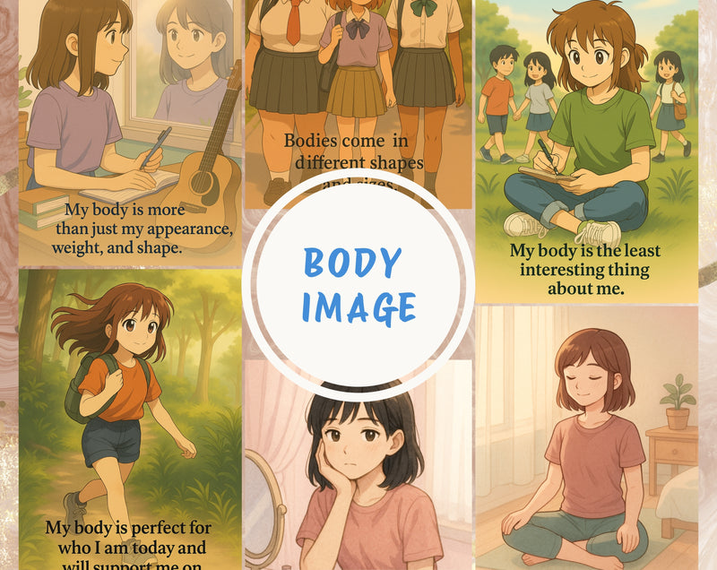 20 Positive Body Image Affirmations for Teen Girls | Printable Self-Esteem Cards | Body Confidence, Teen Mental Health | Set 4 of 6