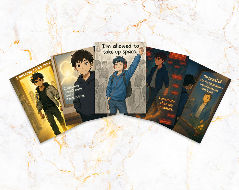 Anime Affirmation Cards for Teen Boys – Confidence & Self-Esteem