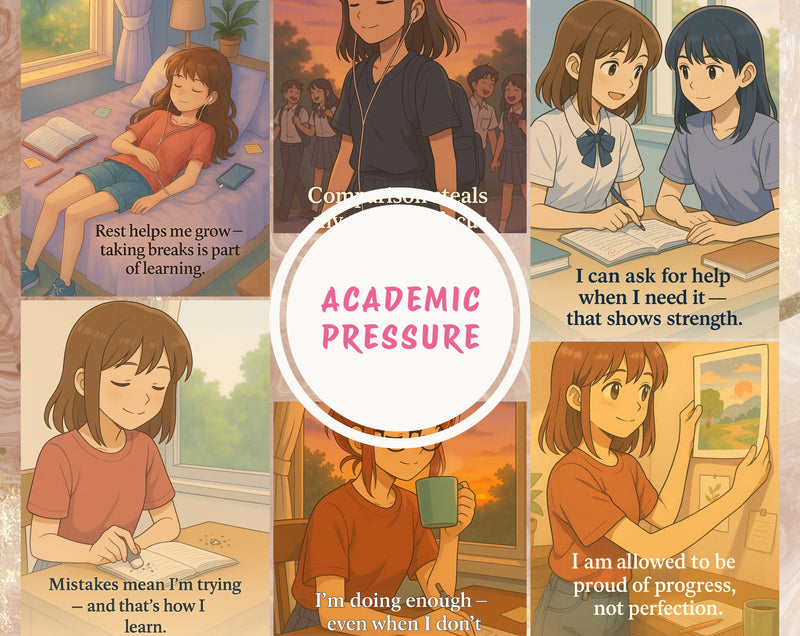 15 Academic Success Affirmation Cards for Teen Girls| Study Motivation, Self-Worth & Confidence Quotes | Set 6 of 6