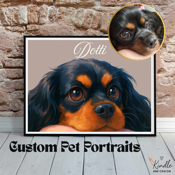 Custom Pet Portrait from Photo – Personalized Digital Dog Art & Memorial Gift