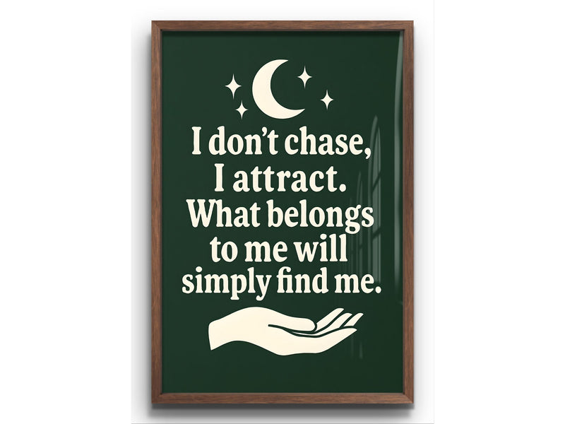 Inspirational Wall Art – Manifest Boho Printable Quote “I Don’t Chase, I Attract” for Spiritual Decor