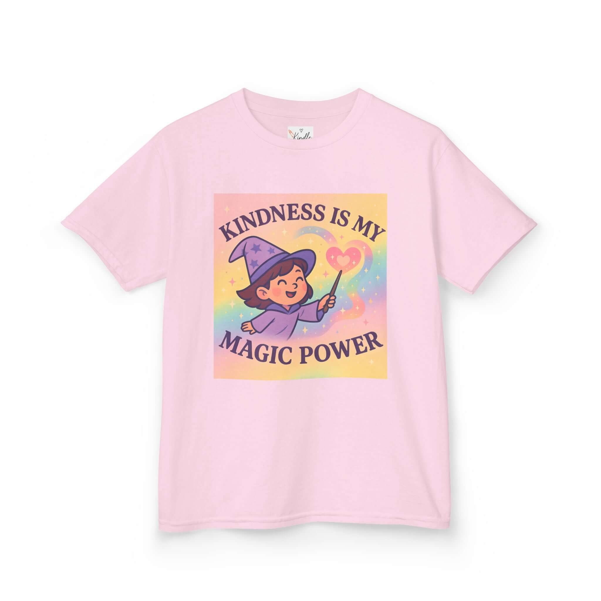 Kids Magical Kindness Tee in pink with whimsical design, perfect for gifts and everyday wear for girls.