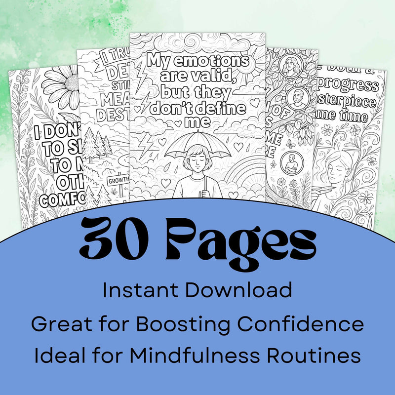 Affirmation Coloring Pages – Anxiety Relief & Mindfulness Printables for Stress Relief