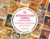 15 Academic Success Affirmation Cards for Teen Girls| Study Motivation, Self-Worth & Confidence Quotes | Set 6 of 6