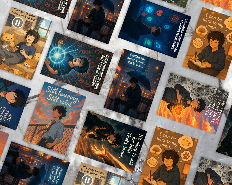 Anime Affirmation Cards for Teen Boys – Printable Mental Health & Confidence Booster