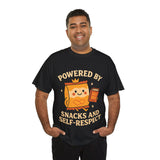 Powered by Snacks & Self-Respect” Unisex Tee – Fuel Your Day with Sass & Snacks
