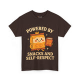 Powered by Snacks & Self-Respect” Unisex Tee – Fuel Your Day with Sass & Snacks