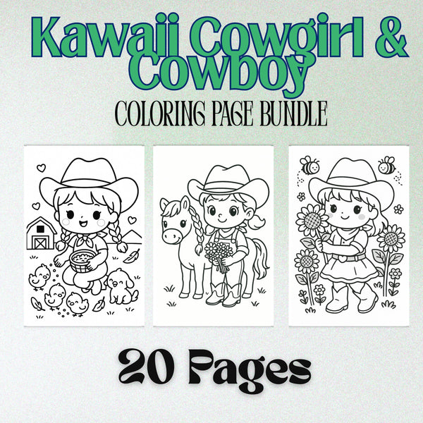 Kawaii Cowgirl & Cowboy Coloring Pages – 20 Cute Western Farm Life Printables