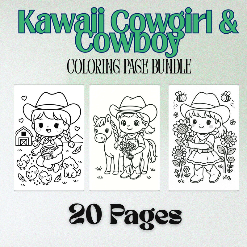 Kawaii Cowgirl & Cowboy Coloring Pages – 20 Cute Western Farm Life Printables