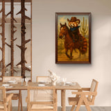 Cowboy Red Panda Digital Art Print,  Western Animal Wall Decor, Cute Rustic Country Style