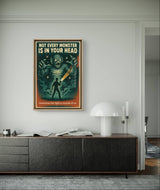 Not Every Monster Is in Your Head Retro Wall Art Print – Mental Health Poster, Vintage Horror Style Printable