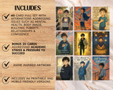 80 Anime Affirmation Cards for Teen Boys | Mental Health, Confidence, Body Image, Puberty, Bullying, Relationships & Academic Stress Set