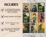Anime Affirmation Cards for Teen Boys – Set 4 Puberty & Body Changes Printable