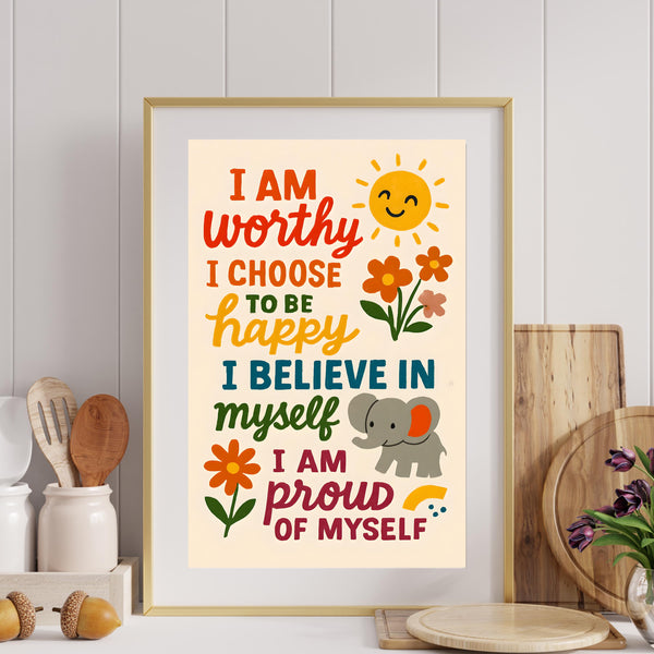 Kids Inspirational Wall Art – Positive Quote Prints for Bedrooms & Nurseries