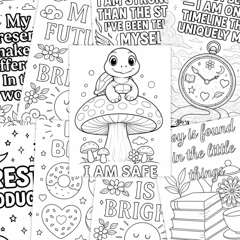 Anxiety Relief Coloring Pages – Affirmation Printables for Teens & Adults